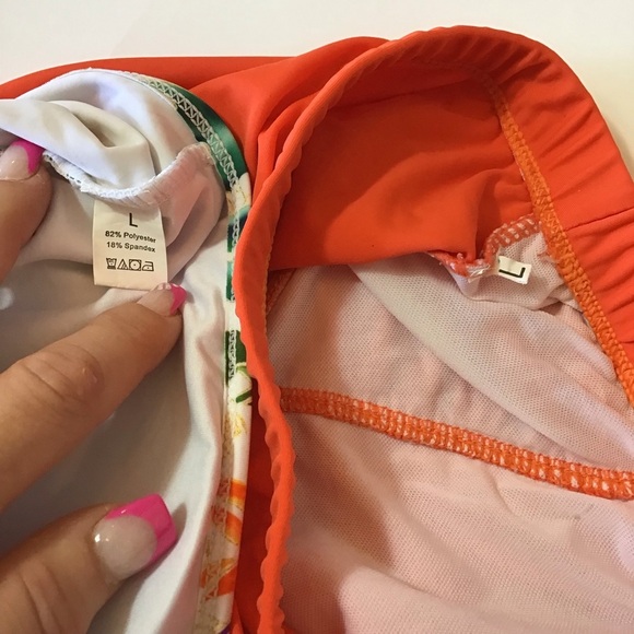 Shein Orange Floral One Shoulder High Waisted 2pc Bikini Set Size Large - Picture 9 of 10